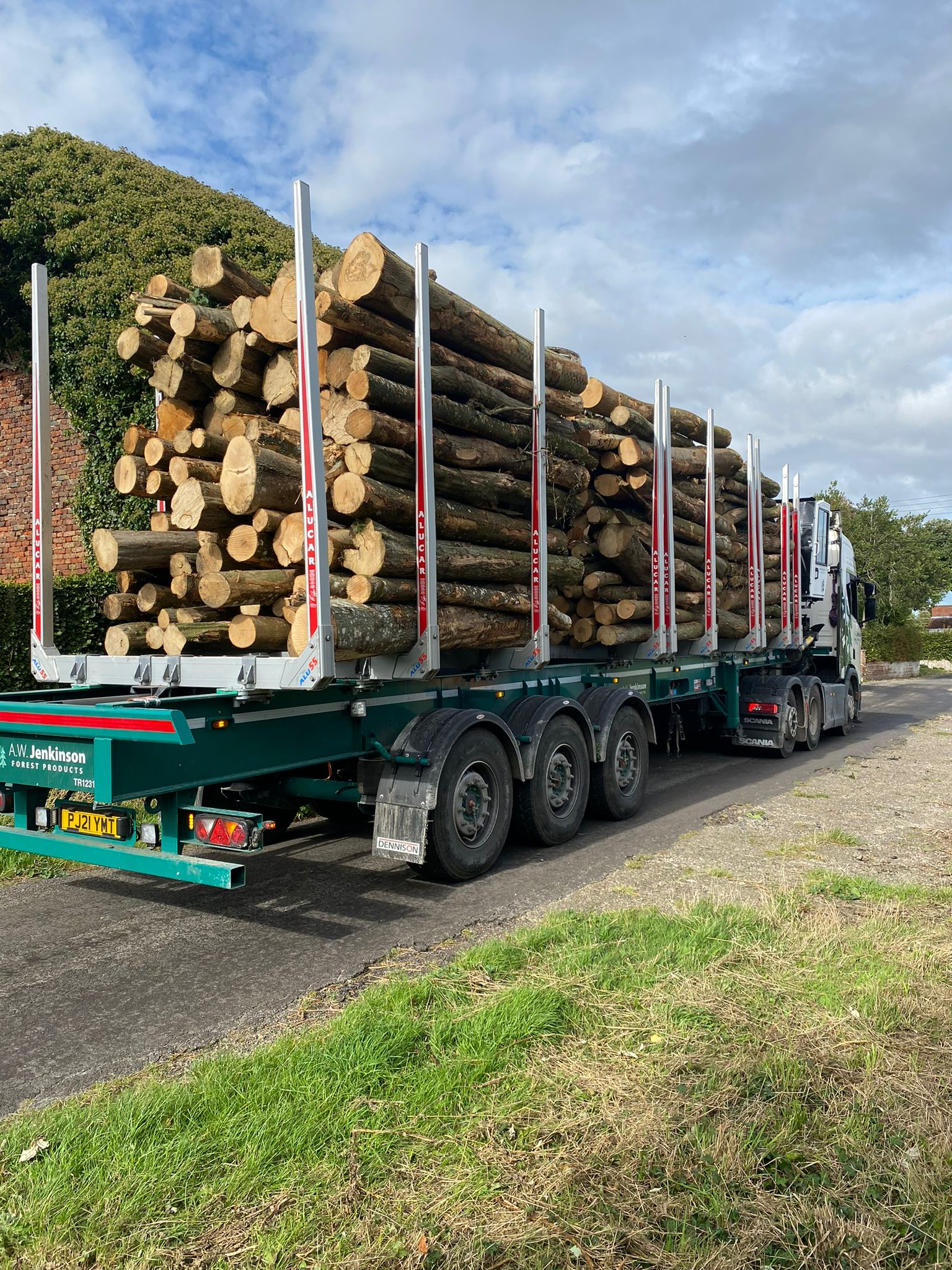 Large Hauling Truck carrying long logs provided by Blitz Logs in Kent